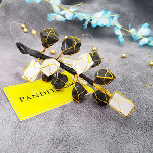 Black Tourmaline With Selenite Car Hanging Raw Stones