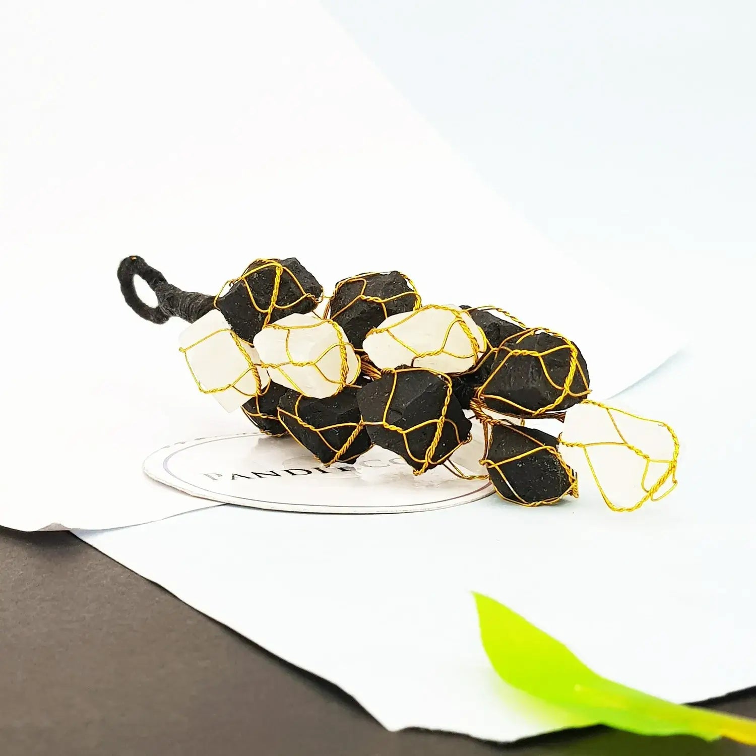 Black Tourmaline With Selenite Car Hanging Raw Stones