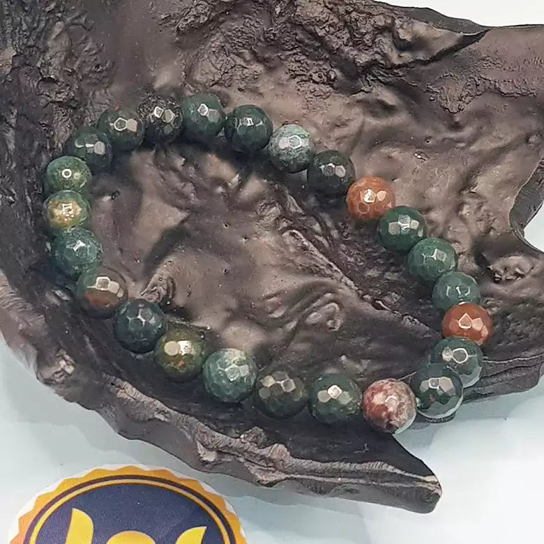 Blood Agate Diamond Cut Bracelet
