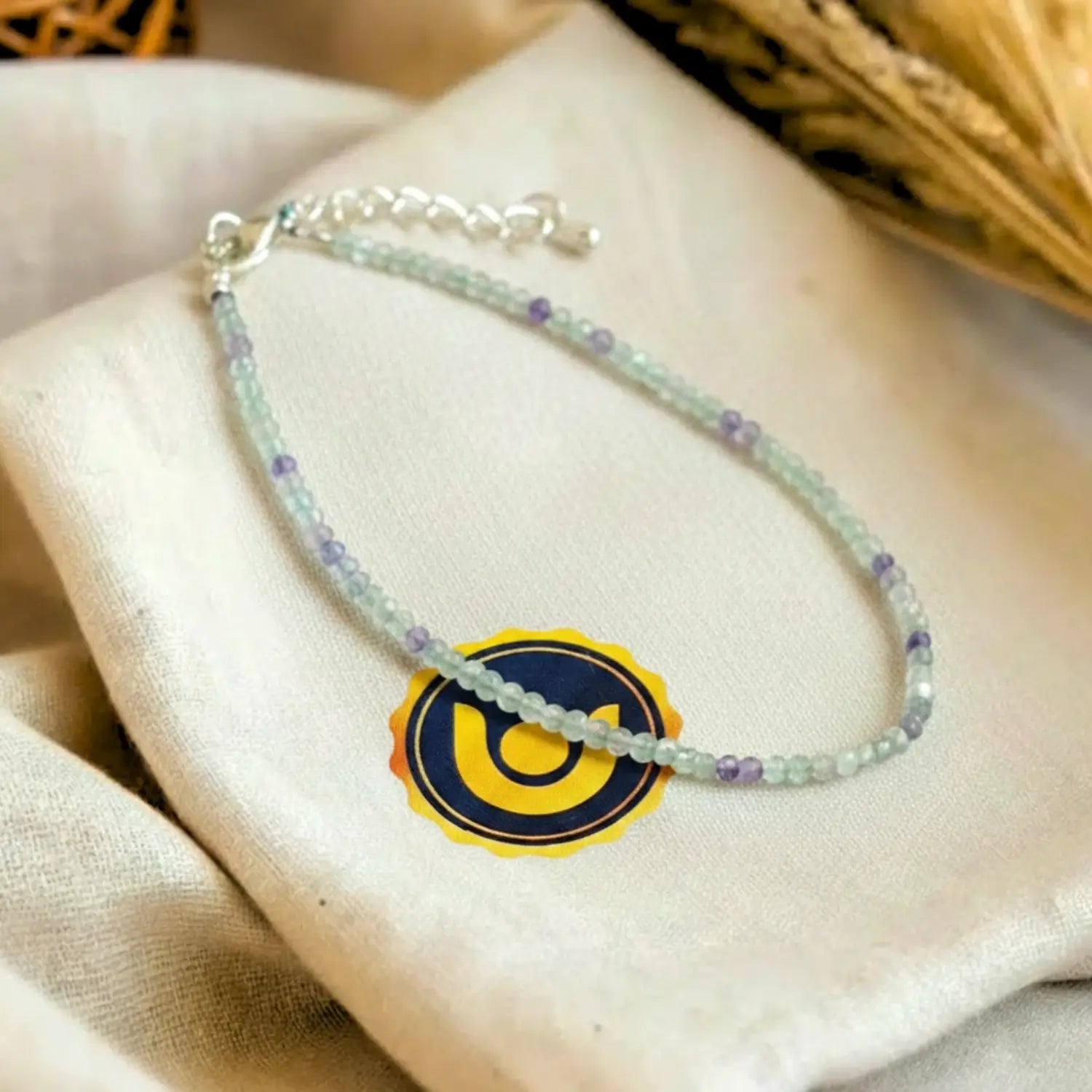 Blue Fluorite Anklet — main anklet view showing stones and chain