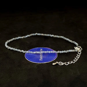 Blue Lace Chalcedony Anklet — close-up of gemstone beads detail