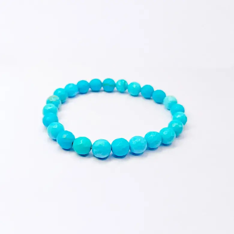 Blue Magnesite Turquoise Diamond Cut Bracelet