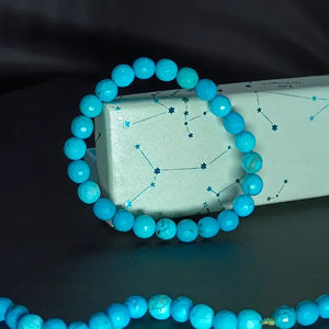 Blue Magnesite Turquoise Diamond Cut Bracelet