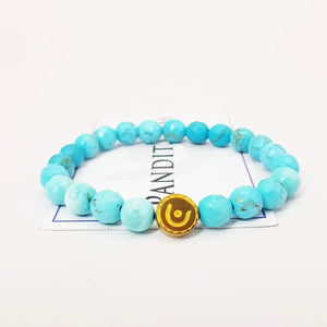 Blue Magnesite Turquoise Diamond Cut Bracelet