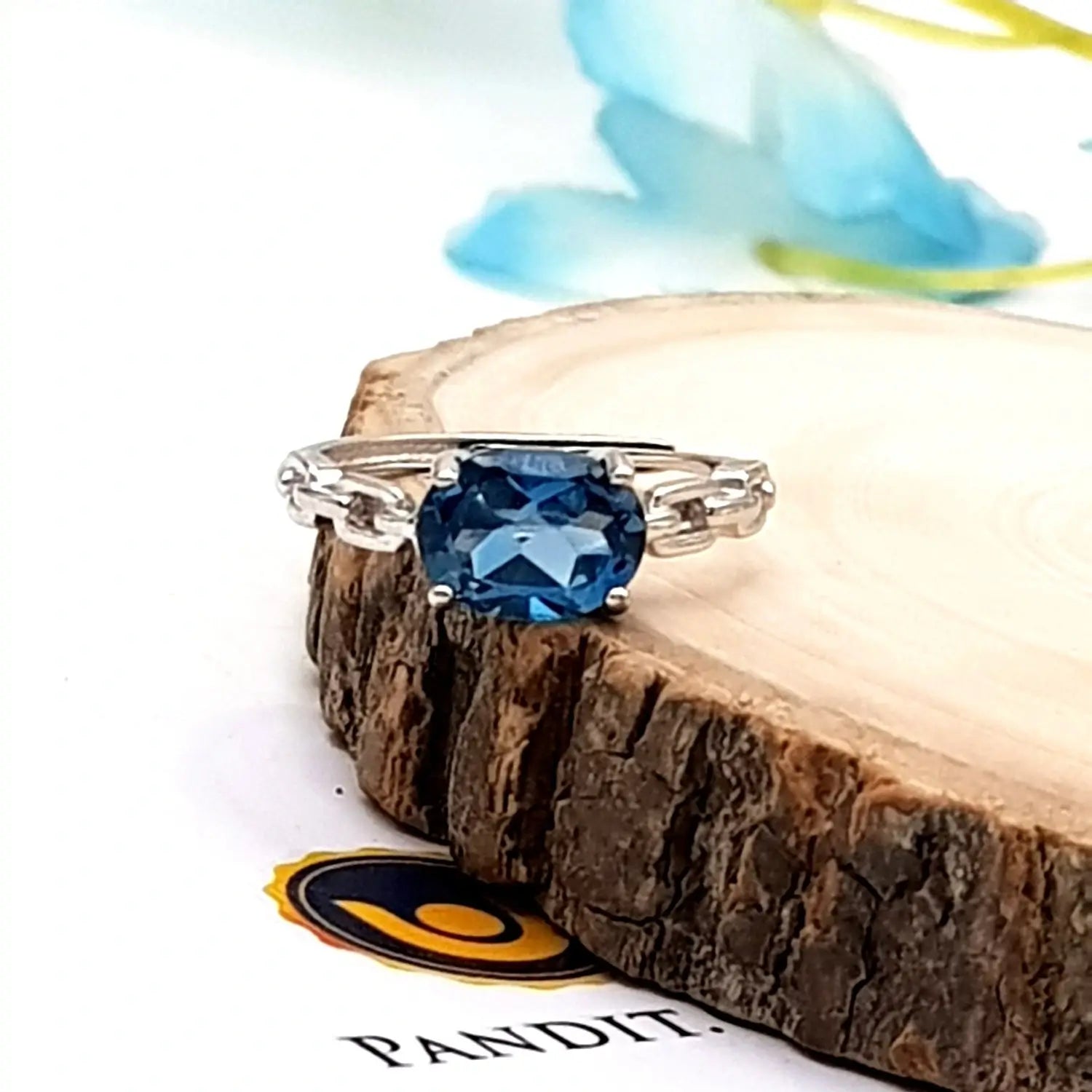 Blue Topaz Adjustable Ring