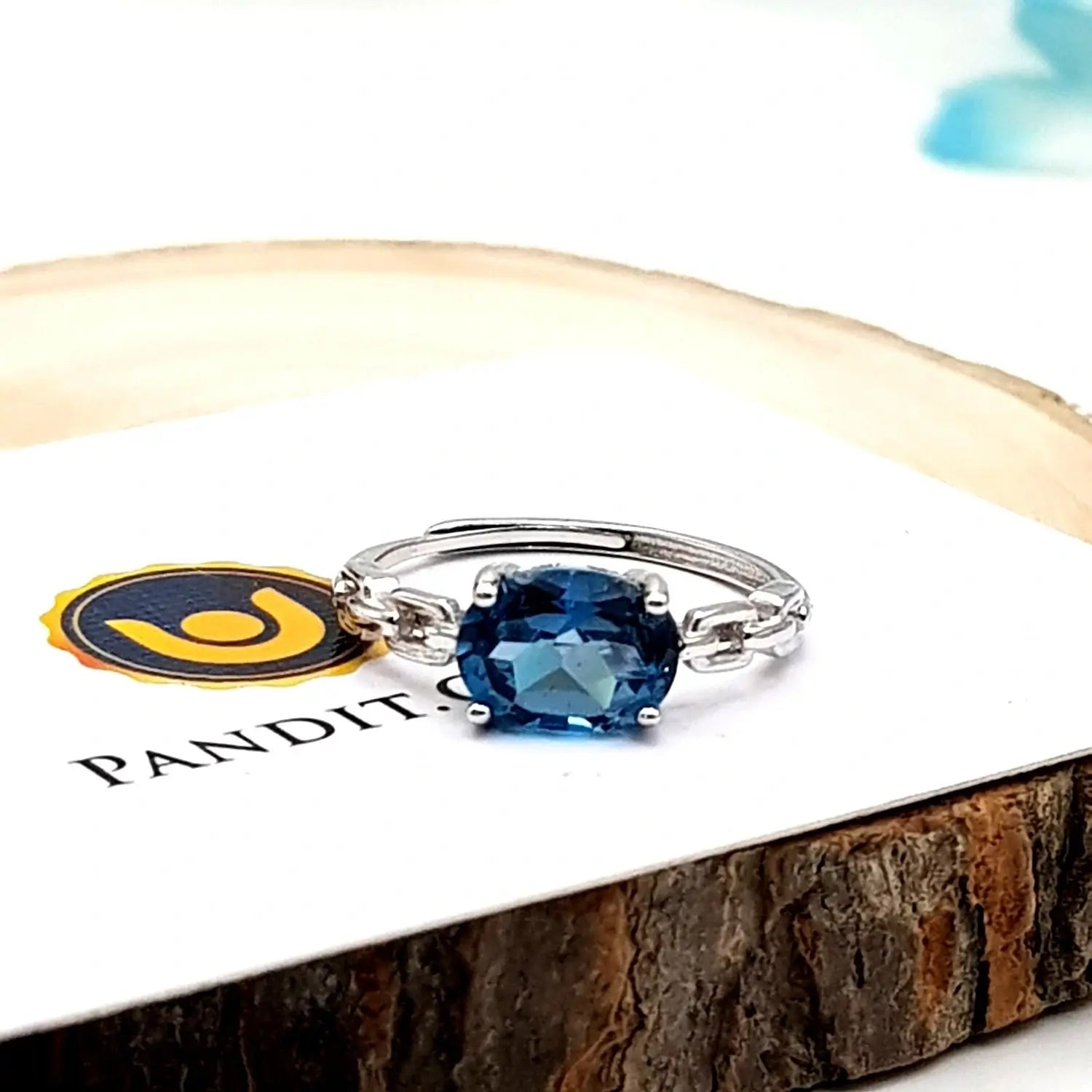 Blue Topaz Adjustable Ring