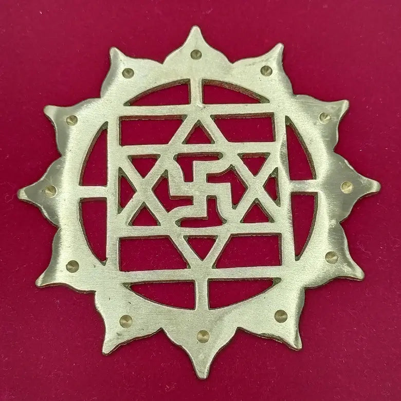 Brass Swastik with Lotus Flower Plate