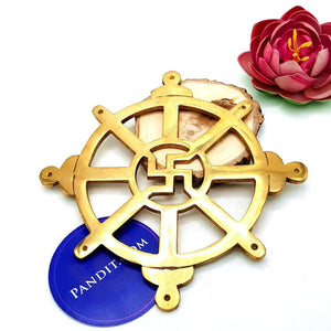 Brass Swastik With Lotus Flower Plate Premium