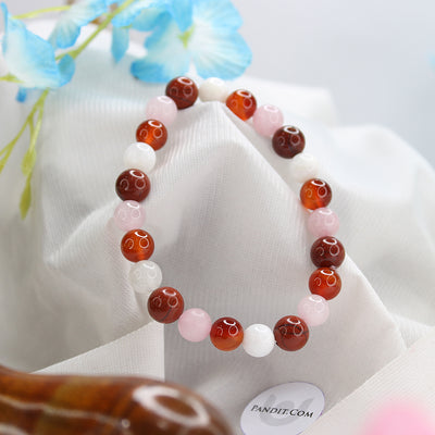 Cancer Zodiac Sign Bracelet — front view of bracelet showing beads and stringing