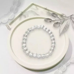 Clear Diamond Cut Glass Bracelet