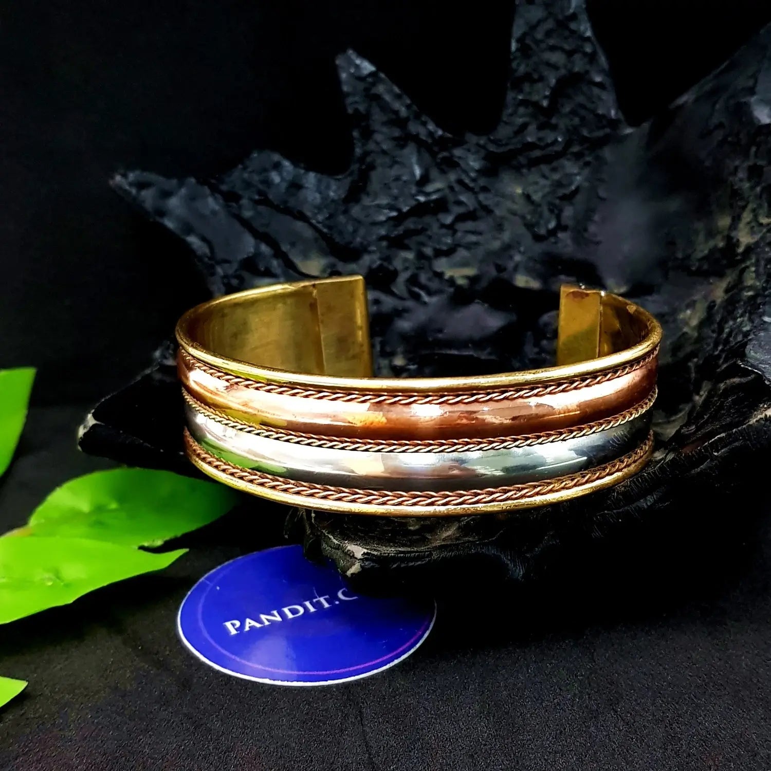 Copper and Brass Bracelet with White Metal — authenticity certificate and lab certification