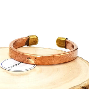 Copper Bracelet — clasp and elastic threading detail