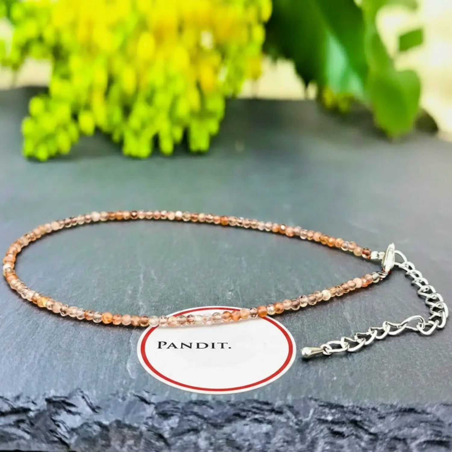 Copper Rutilated Quartz Anklet — main anklet view showing stones and chain