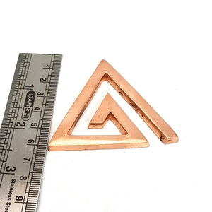 Copper Triangle For Positive Energy — comparison view with size reference