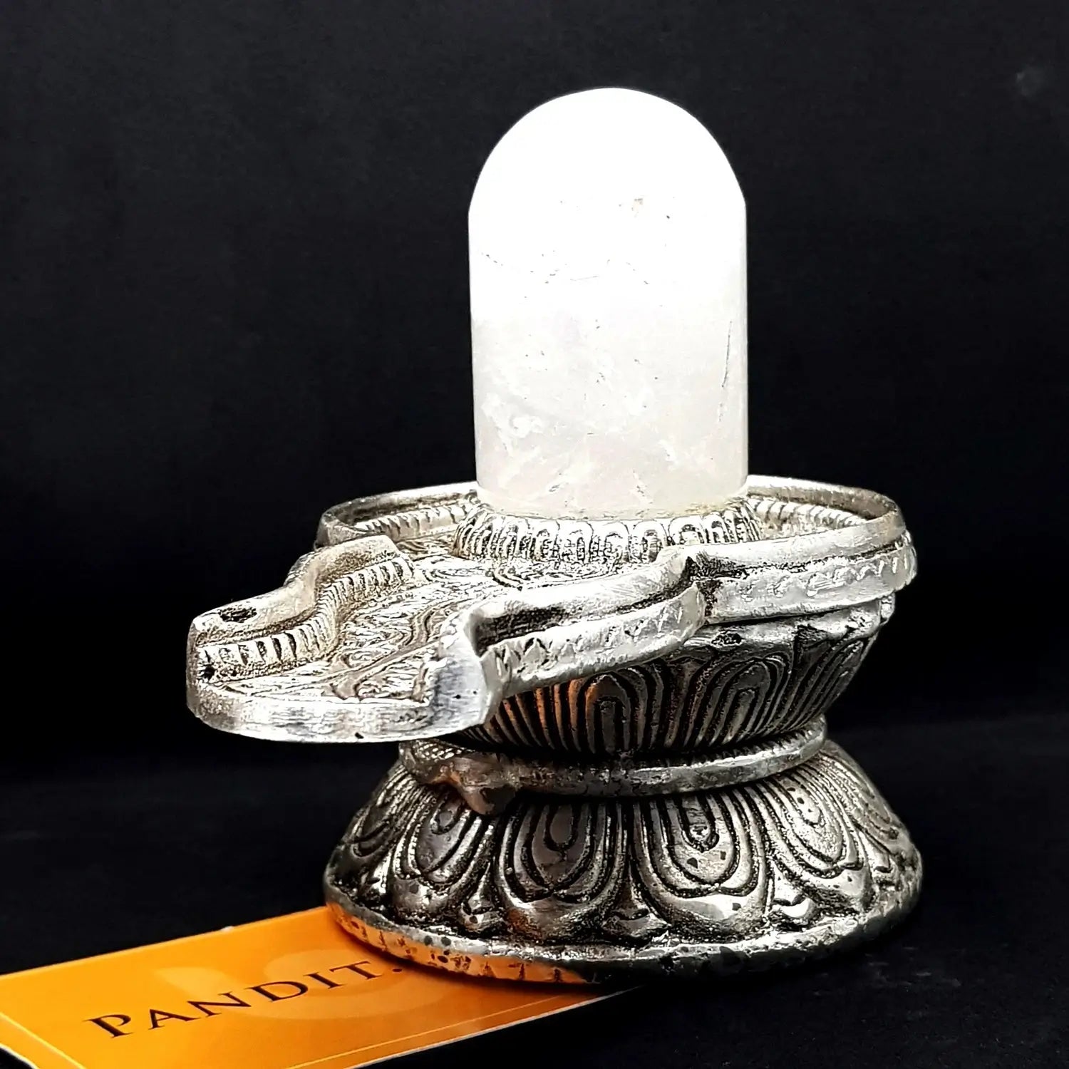 Crystal Shivling with German Silver Jalhari