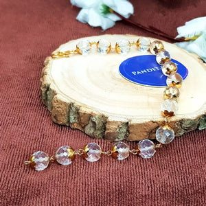 Crystal Sphatik Diamond Cut Lucky Bracelet With Golden Capping