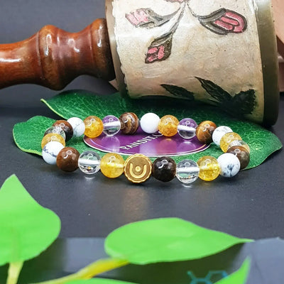 Gemini Zodiac Sign Bracelet — front view of bracelet showing beads and stringing