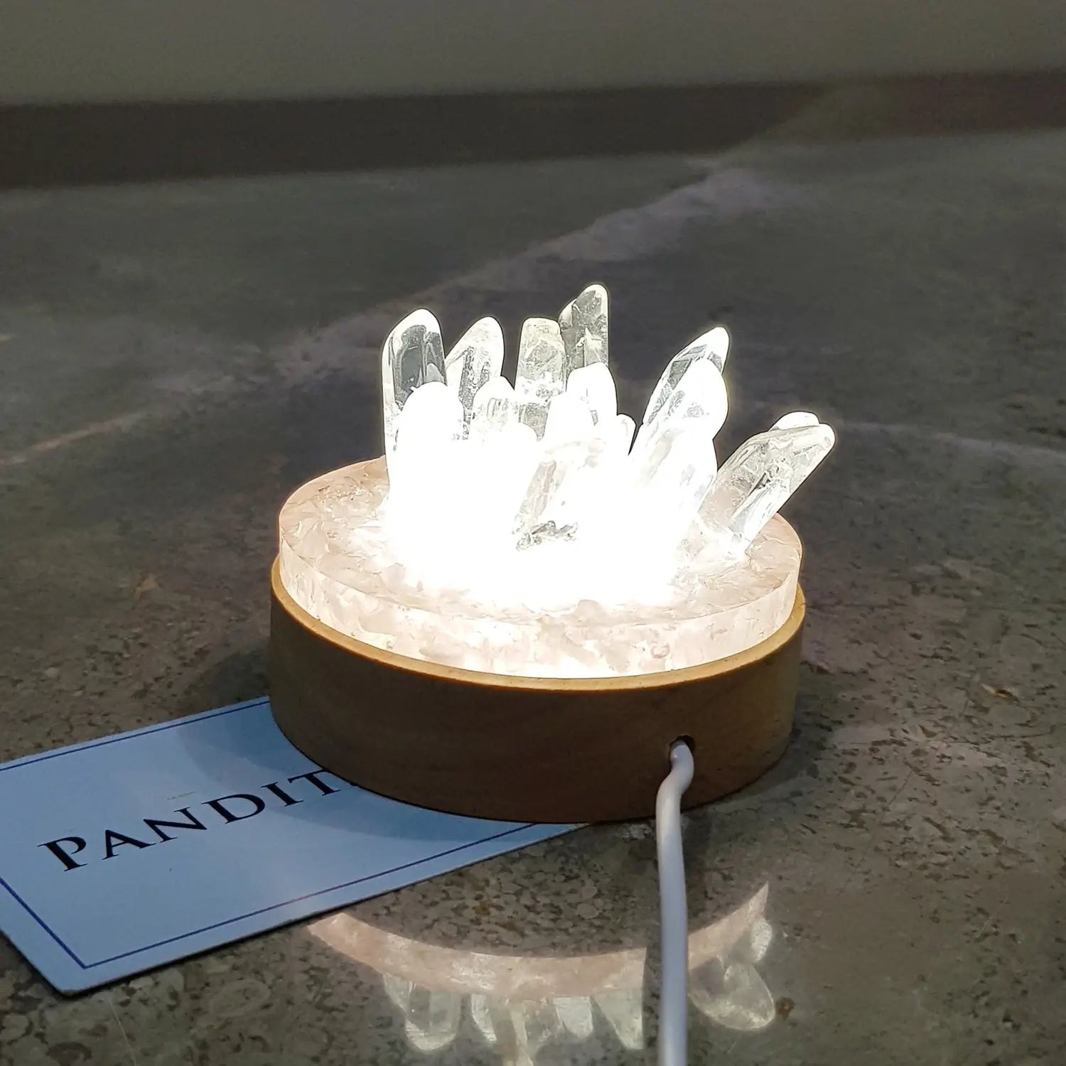 Gemstone Cluster Lamp With Wooden Base — main product view