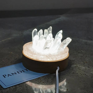 Gemstone Cluster Lamp With Wooden Base — alternate angle view