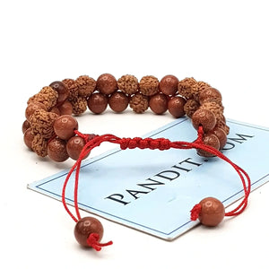 Golden Sunstone Bracelet With 5 Mukhi Rudraksha Beads