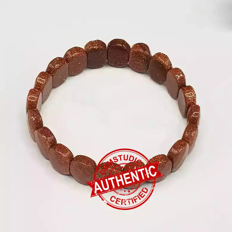 Numeroastro Sun Stone (Gold Stone) Stretch Bracelet - 8mm Round Sandstone Beads, Natural Gemstone, For Men & Women