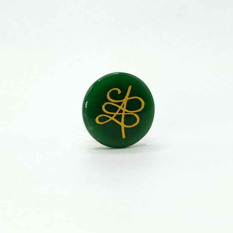 Green Aventurine Zibu Symbol Round Coin