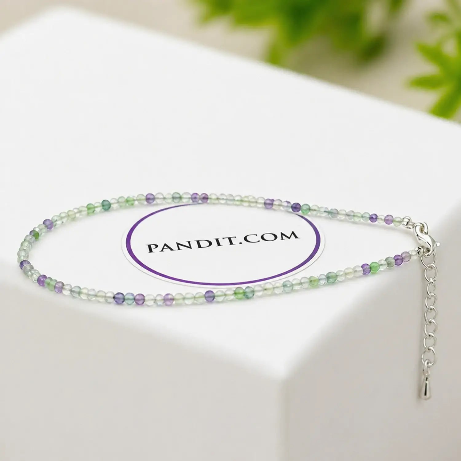 Green Fluorite Anklet — main anklet view showing stones and chain