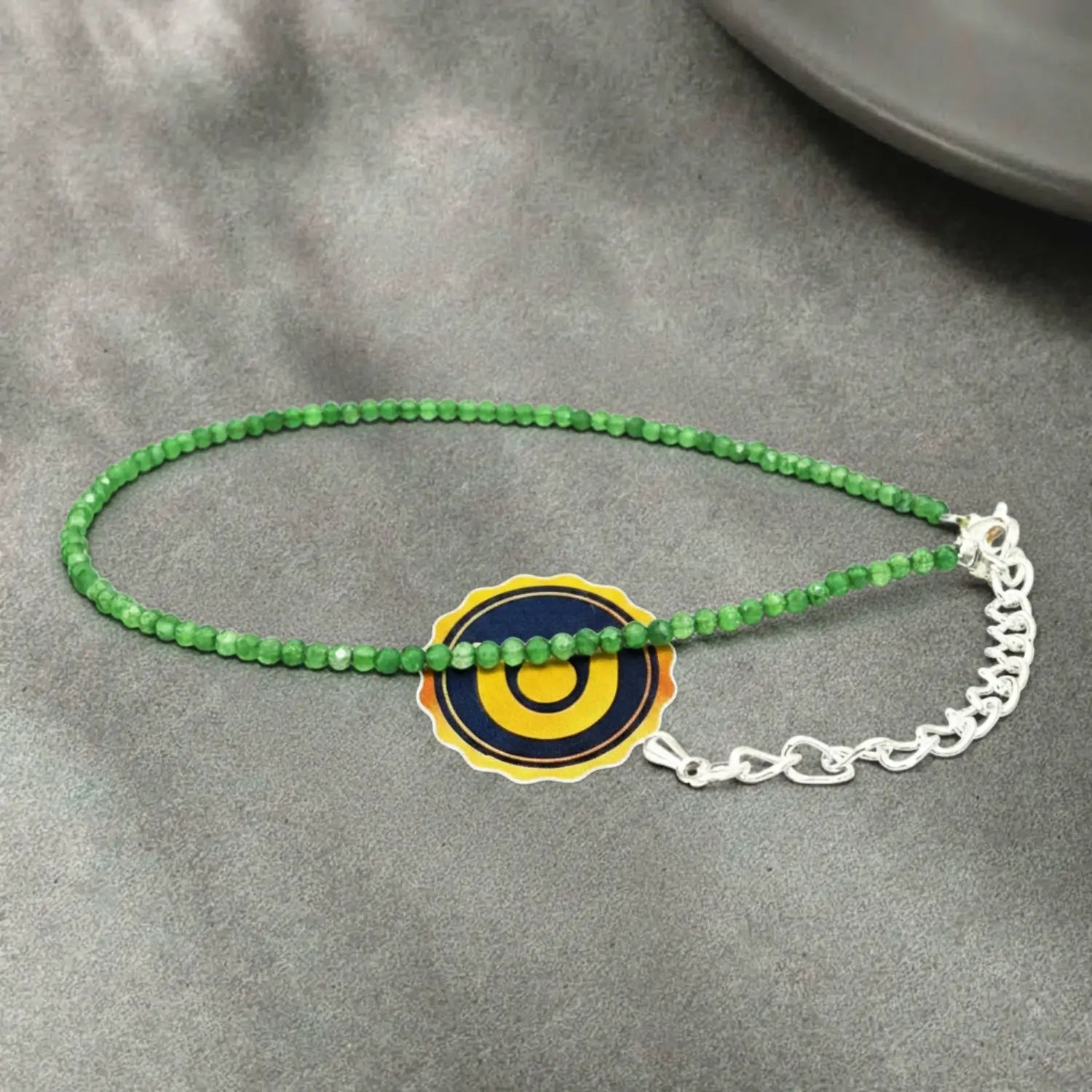 Green Onyx Anklet — main anklet view showing stones and chain