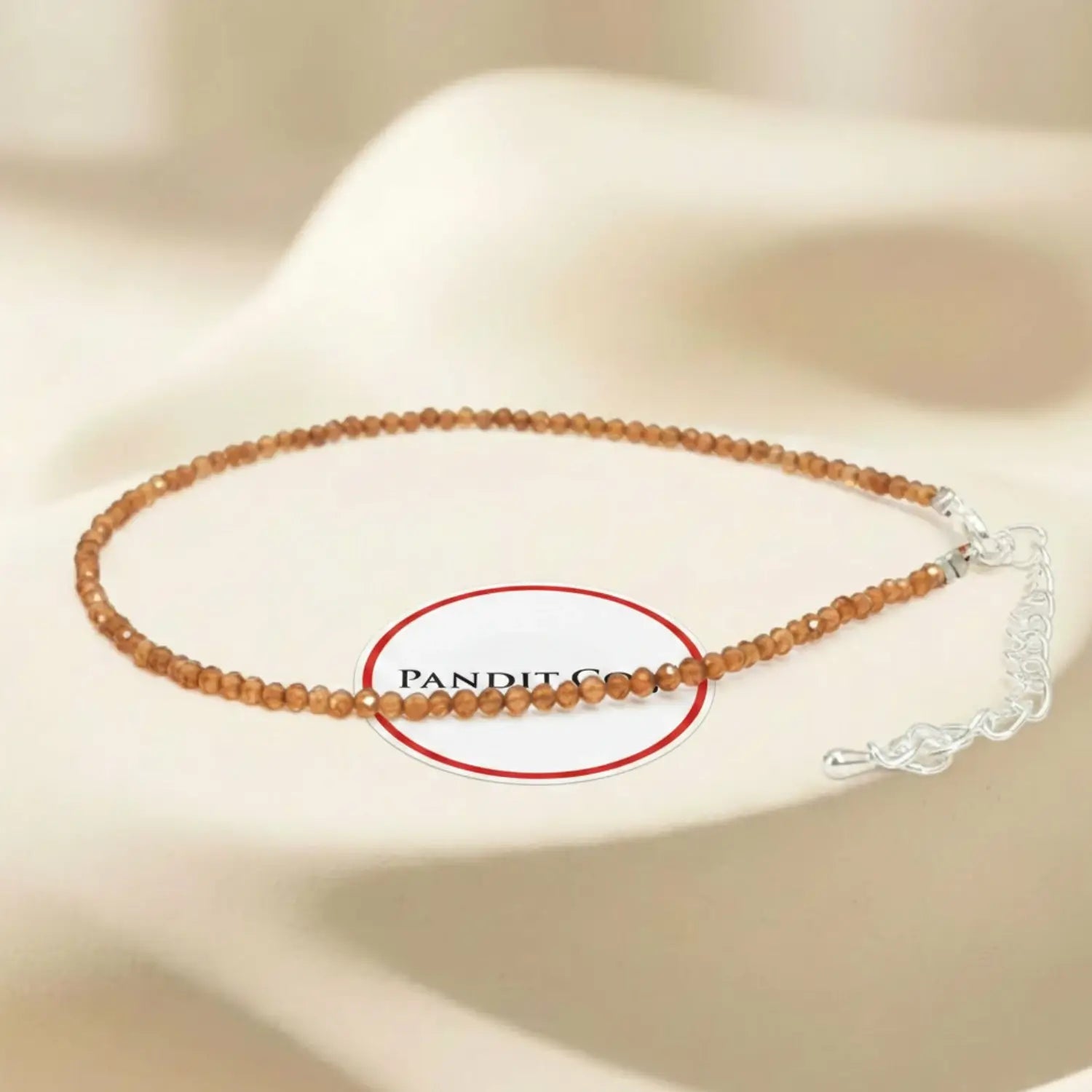 Hessonite (Gomed) Anklet — main anklet view showing stones and chain