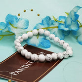 Howlite Bracelet — front view of bracelet showing beads and stringing
