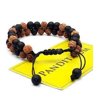 Karungali Bracelet With 5 Mukhi Rudraksha Beads