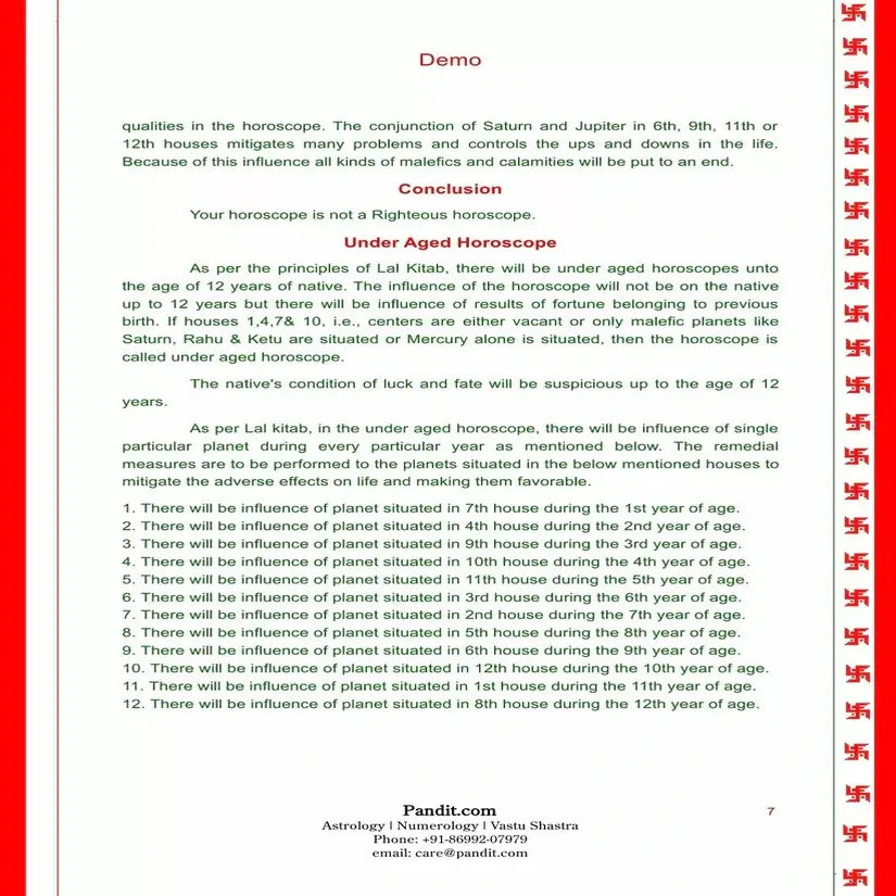 Lal Kitab Horoscope Silver Online Horoscope