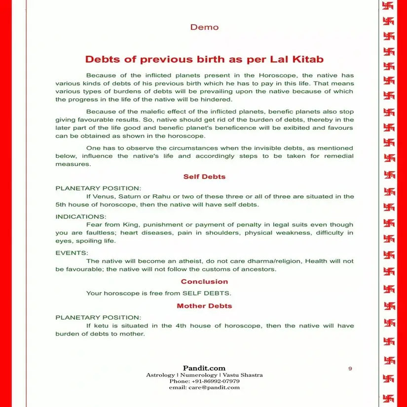 Lal Kitab Horoscope Silver Online Horoscope
