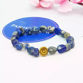 Lapis Lazuli Tumble Bracelet — front view of bracelet showing beads and stringing