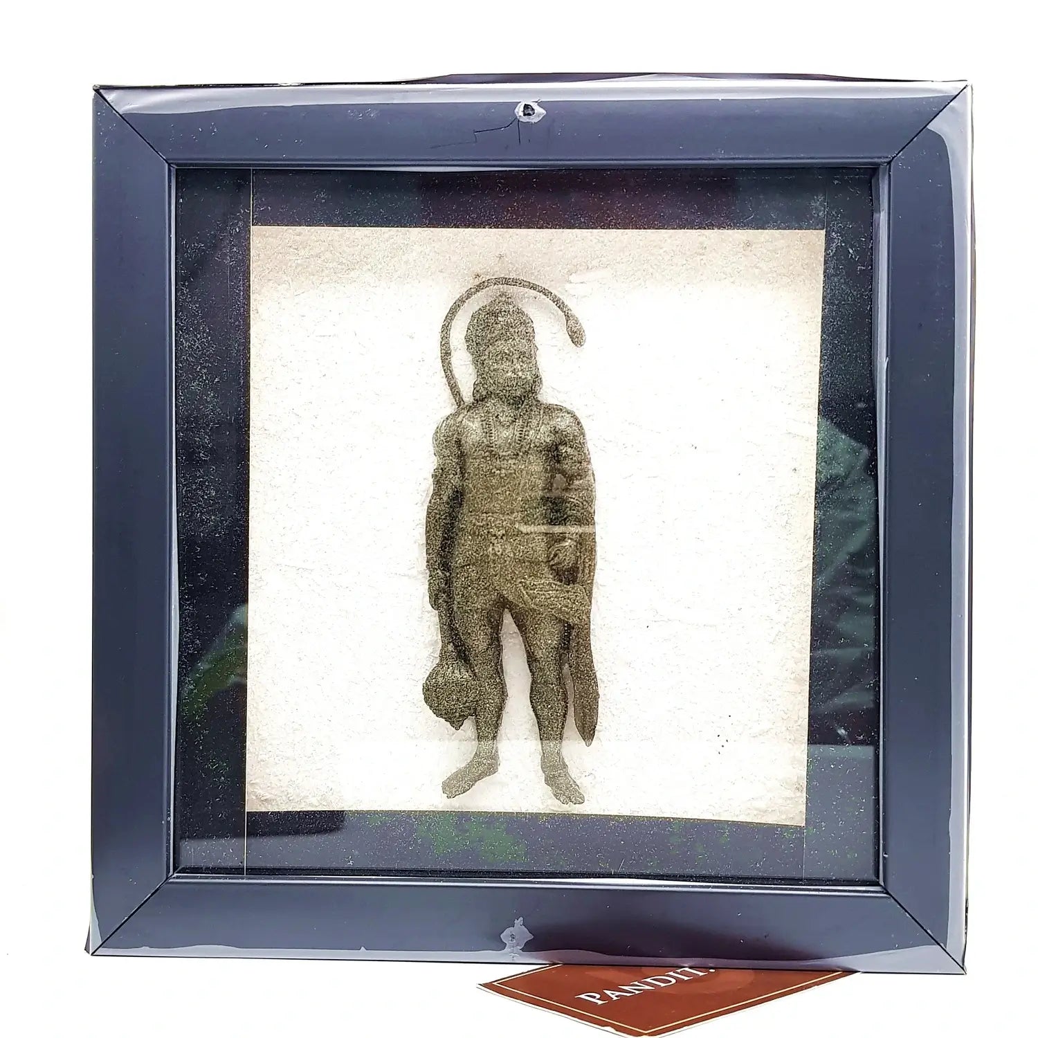 Lord Hanuman Pyrite Frame with Selenite Plate