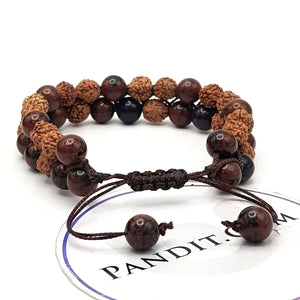 Mahogany Obsidian Bracelet With 5 Mukhi Rudraksha Beads