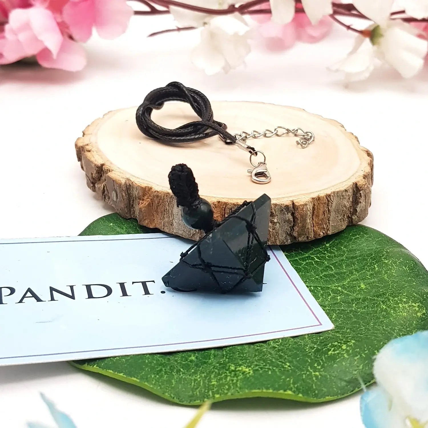 Moss Agate Pyramid Pendant