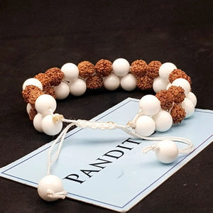 Mother of Pearl Bracelet With 5 Mukhi Rudraksha Beads