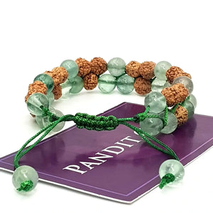 Multi Fluorite Bracelet With 5 Mukhi Rudraksha Beads