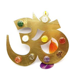 Om Symbol 9 Chakra Energy Plate — close-up detail showing texture and craftsmanship