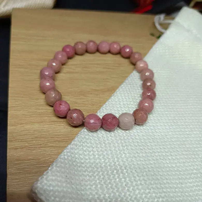 Pink Rhodonite Diamond Cut Bracelet
