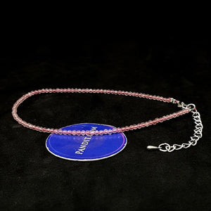 Pink Strawberry Anklet — close-up of gemstone beads detail