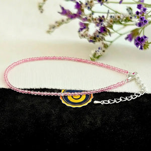 Pink Strawberry Anklet — main anklet view showing stones and chain
