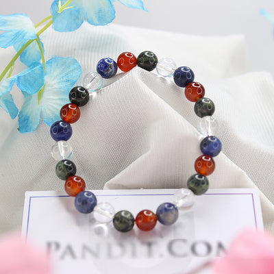 Pisces Zodiac Sign Bracelet — front view of bracelet showing beads and stringing