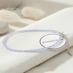 Purple Chalcedony Anklet — main anklet view showing stones and chain