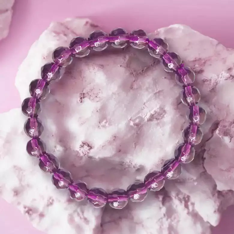 Purple Diamond Cut Glass Bracelet