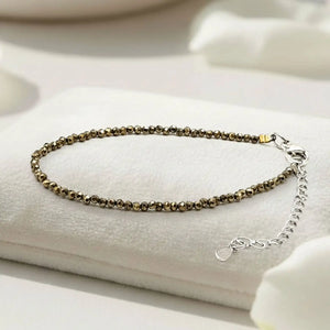 Pyrite Anklet — clasp and adjustable extender detail