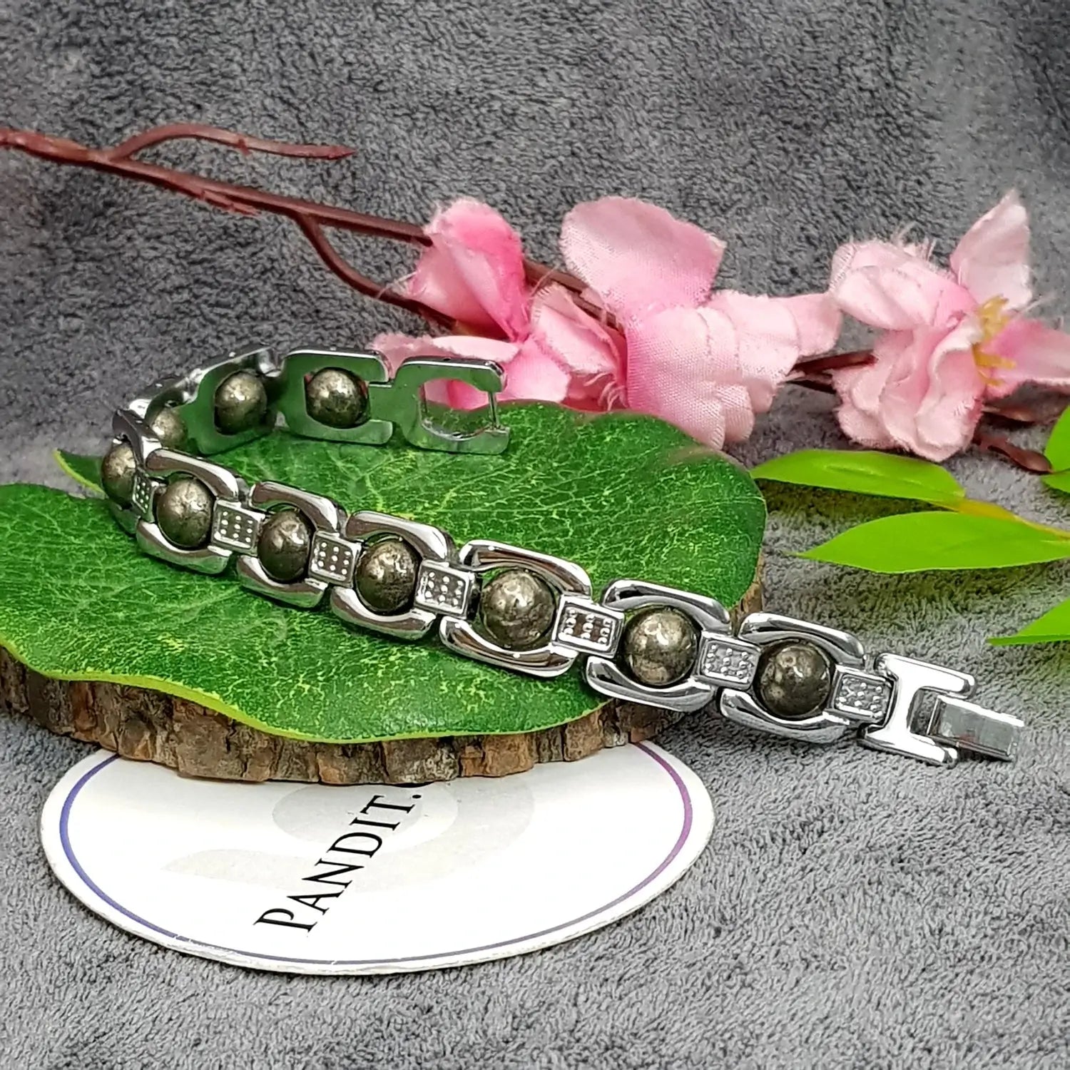 Silver Plated Pyrite Bracelet