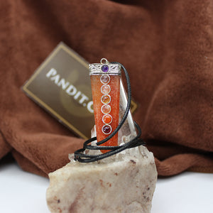 Red Aventurine 7 Chakra Pencil Pendant