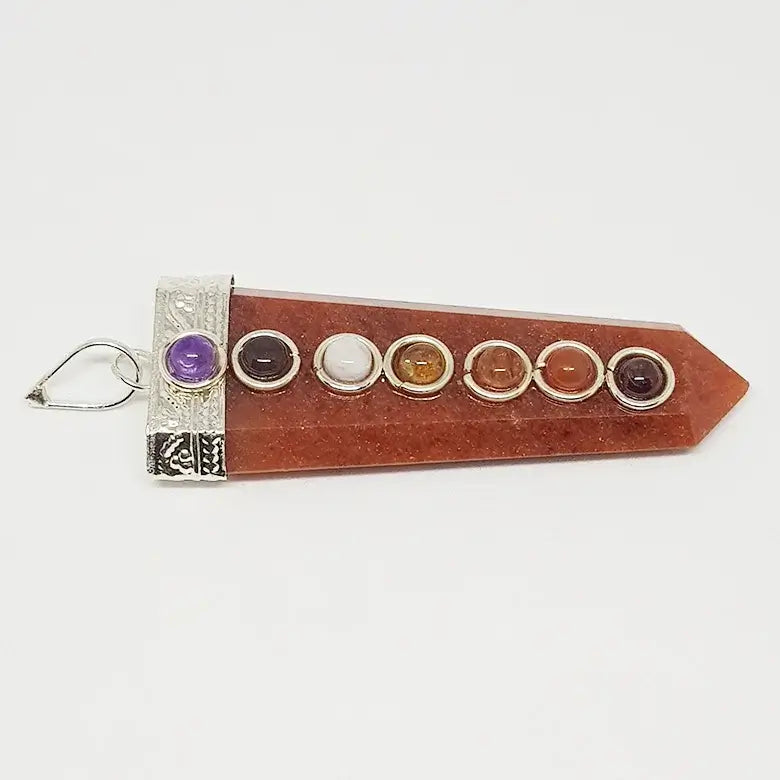 Red Aventurine 7 Chakra Pencil Pendant